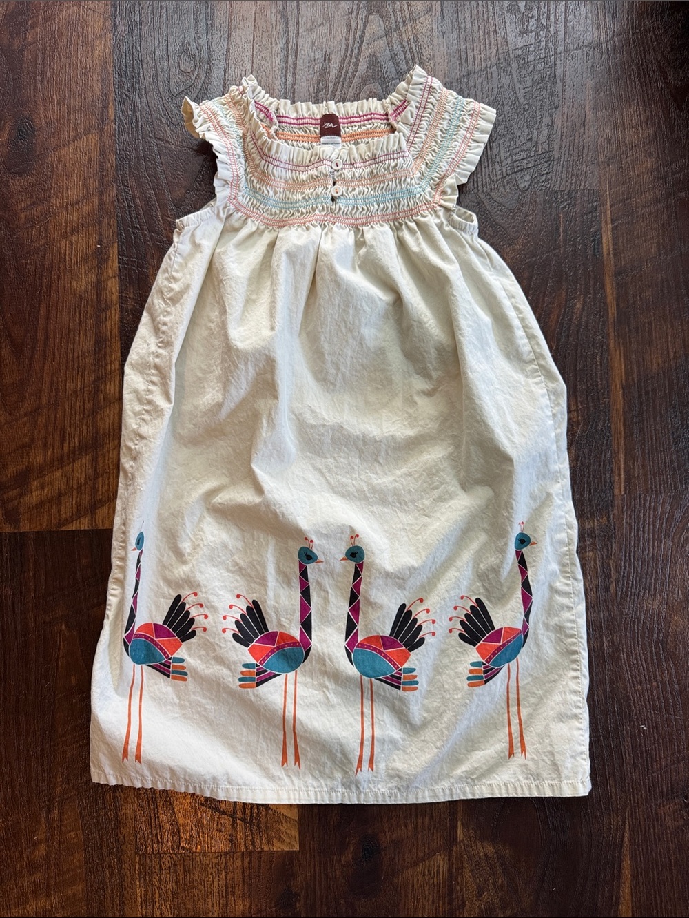 Tea Collection Girls cotton Dress with Embroidery and flamingos